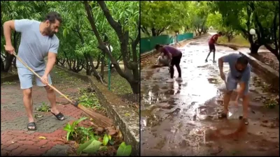 Salman works in his farmhouse