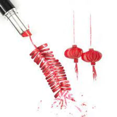 Malaysian artist `red` hong yi used red lipstick for artwork