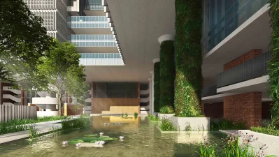 Green columns and the lily pond. Visualization by WOHA